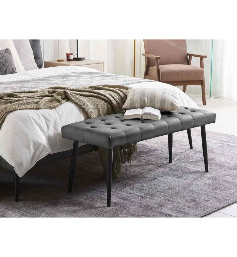 Banc rembourré ESSONNE Cuir PU Gris