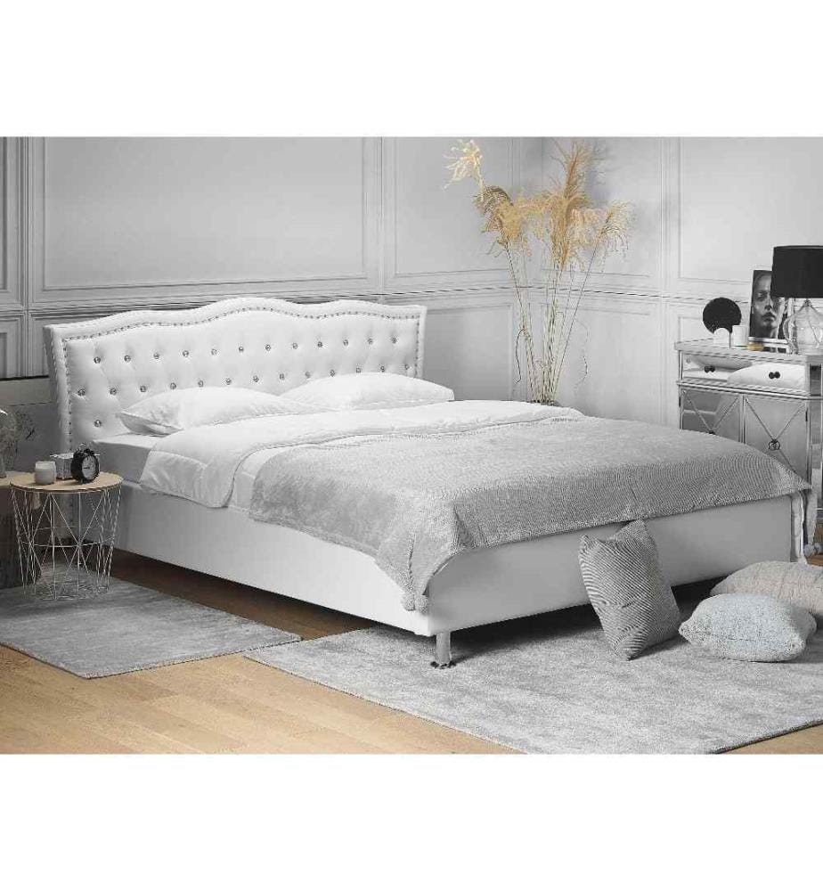 Lit ottoman Cuir PU METZ 160 x 200 cm Blanc