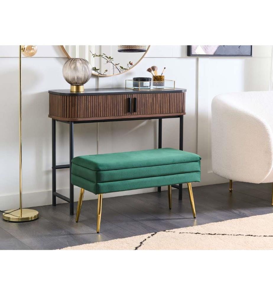 Banc de rangement rembourré DURHAM Velours Vert foncé