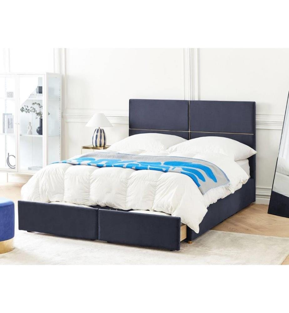 Lit ottoman Velours VERNOYES 160 x 200 cm Noir