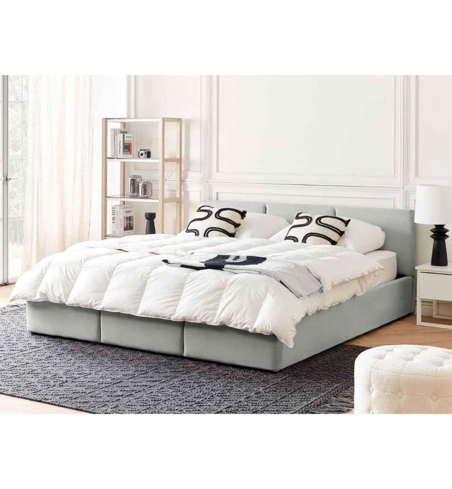 Lit ottoman Velours BOUSSE 180 x 200 cm Gris clair