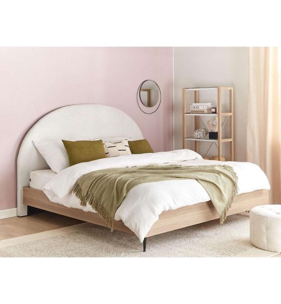 Lit avec sommier Tissu MILLAY 160 x 200 cm Blanc cassé