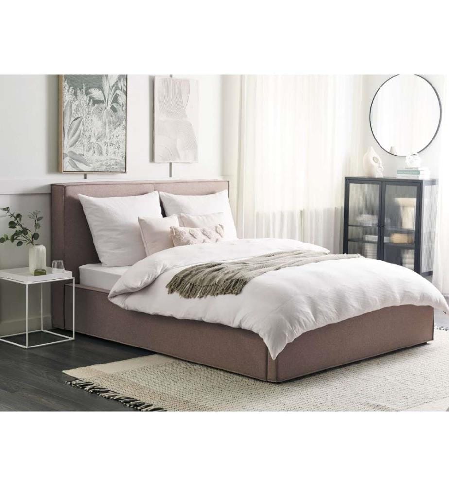 Lit ottoman Tissu MOISSAC 160 x 200 cm Taupe
