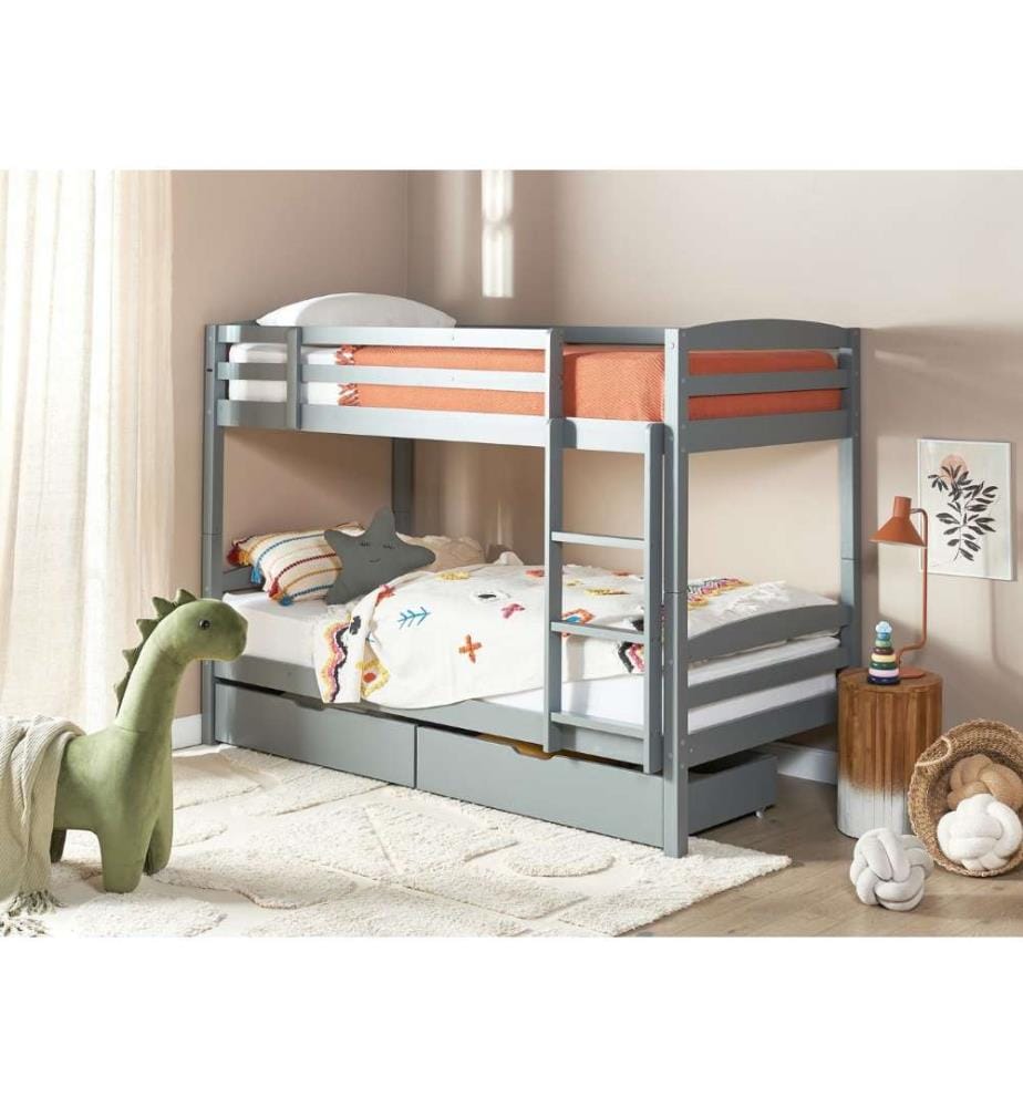 Lot de 2 tiroirs de rangement pour lit Bois de pin RUMILLY Gris