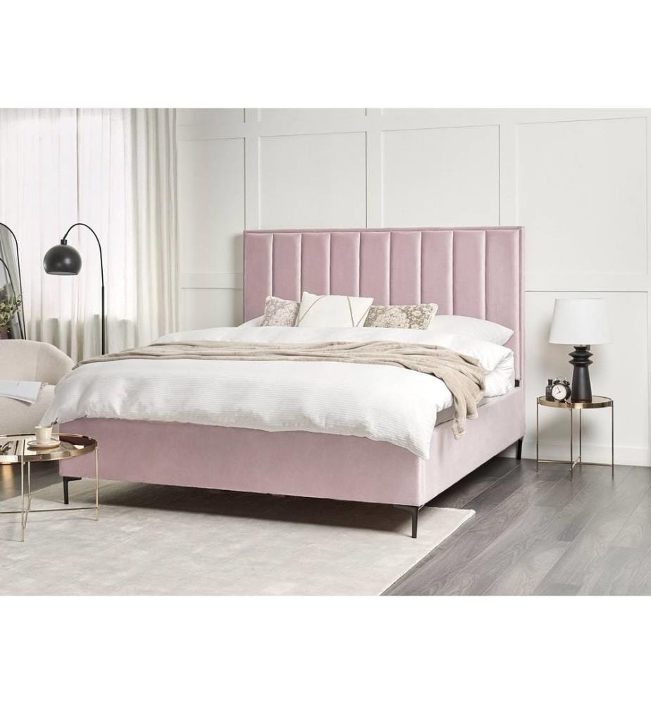 Lit ottoman Velours SEZANNE 180 x 200 cm Rose
