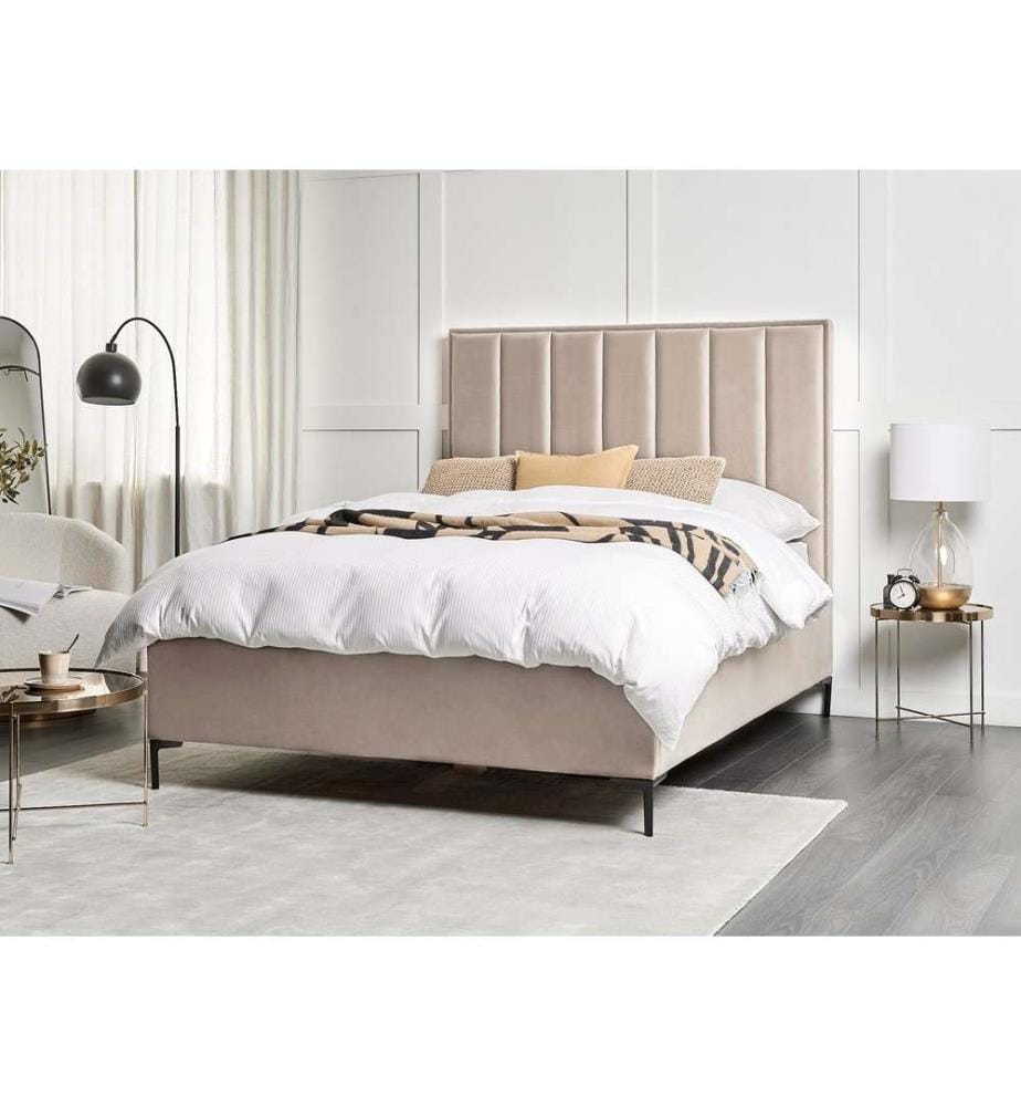 Lit ottoman Velours SEZANNE 140 x 200 cm Taupe