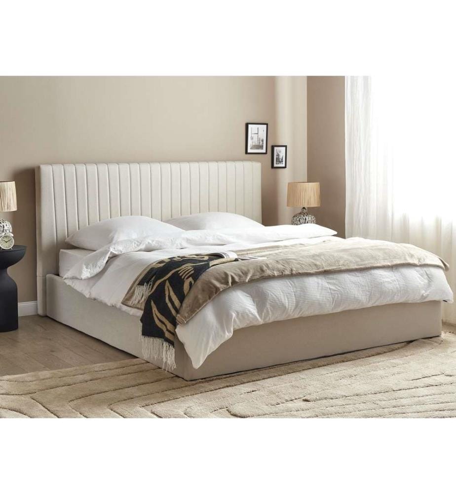Lit ottoman Tissu VION 180 x 200 cm Beige clair