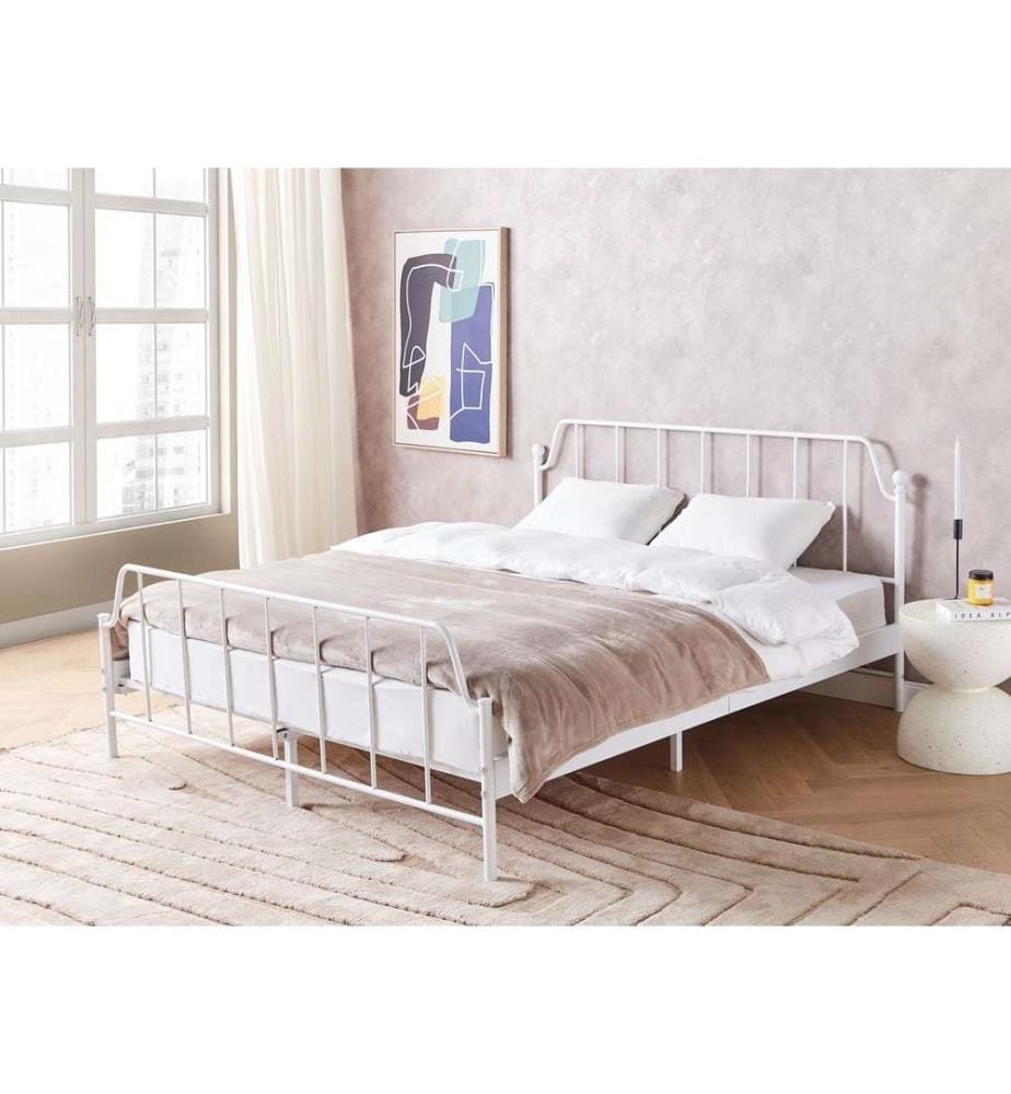 Lit avec sommier Métal MAURESSAC 160 x 200 cm Blanc