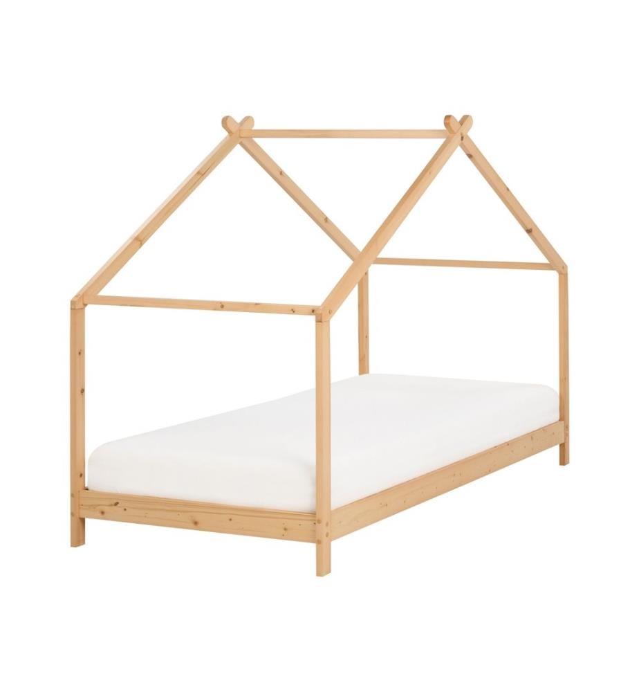 Lit d'enfant Maison Bois de pin ORLU 90 x 200 cm Marron clair