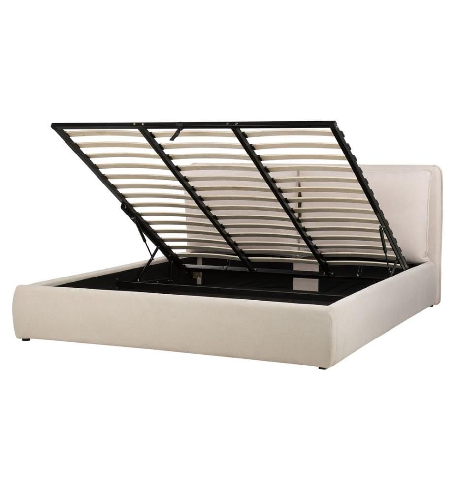 Lit ottoman Tissu BAJONNA 180 x 200 cm Beige clair