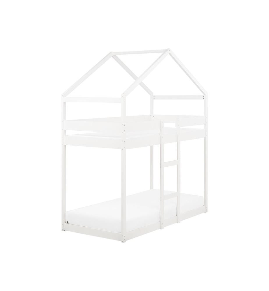 Lit superposé Maison Bois de pin LABATUT 90 x 200 cm Blanc