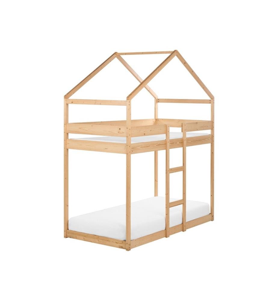 Lit superposé Maison Bois de pin LABATUT 90 x 200 cm Marron clair