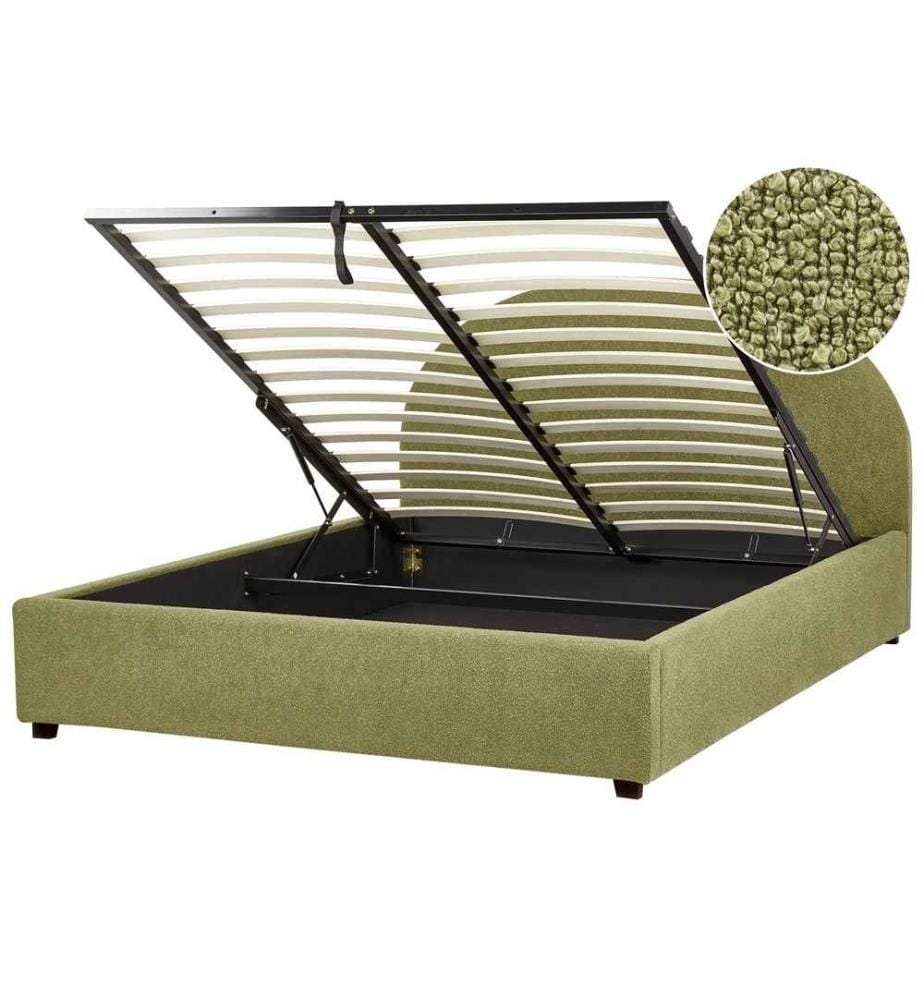 Lit ottoman Bouclé VAUCLUSE 160 x 200 cm Vert clair