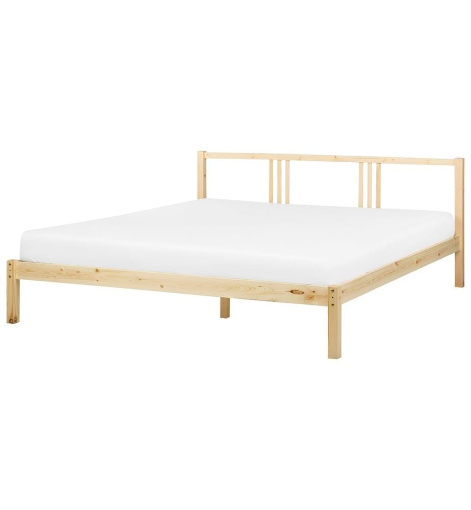 Lit avec sommier Bois de pin VANNES 180 x 200 cm Marron clair