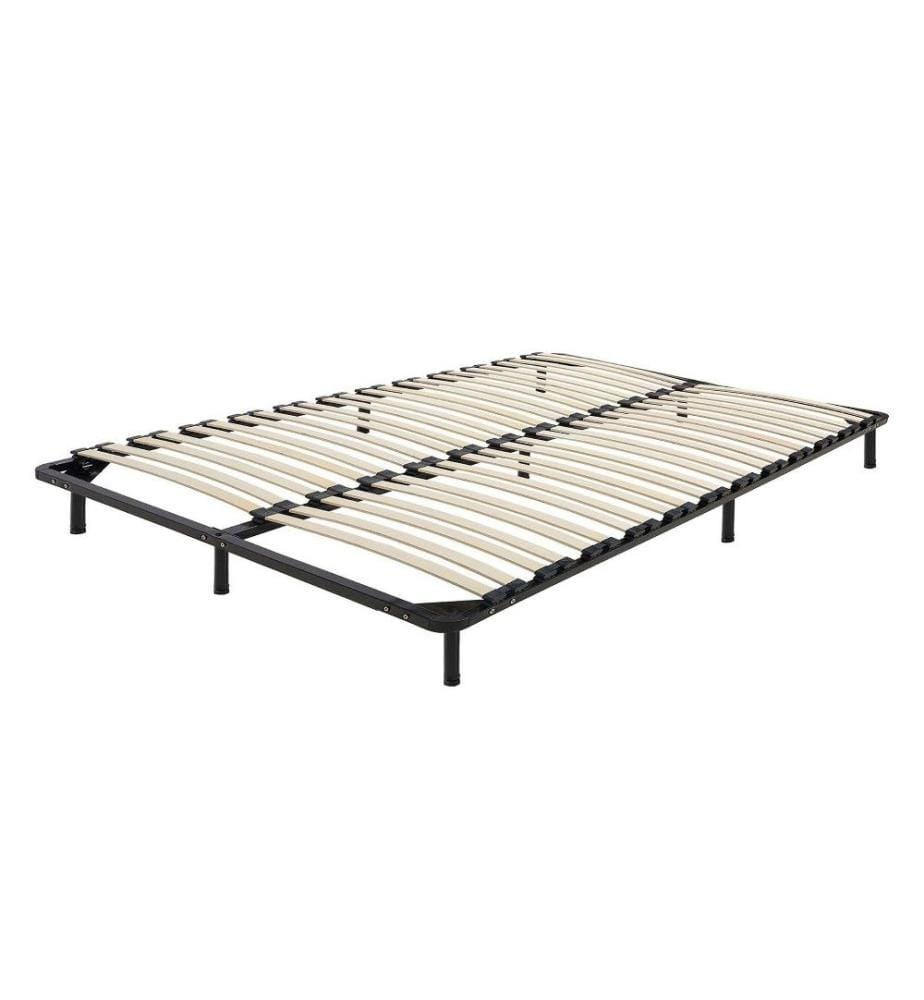 Sommier à Lattes Robuste et Stable pour Lit Double 140 x 200 cm en Acier avec Pieds et 48 Lattes pour un Confort Maximum sur votre Matelas