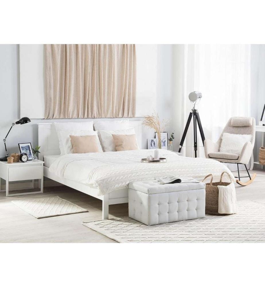 Lit avec sommier Bois de pin OLIVET 160 x 200 cm Blanc