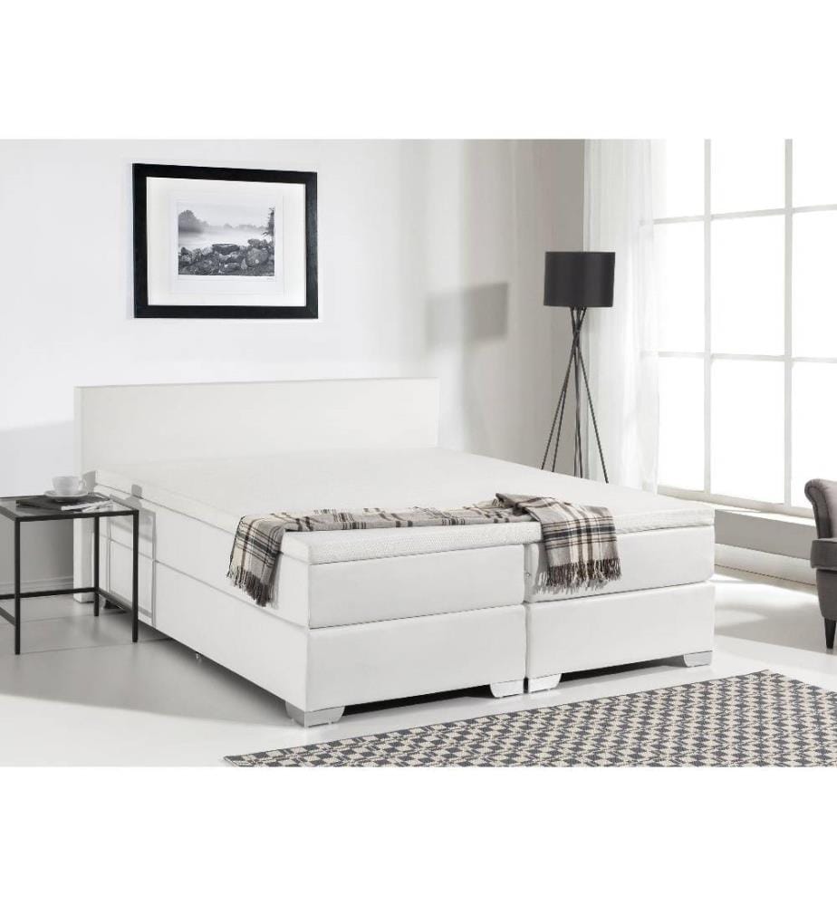 Lit Boxspring Cuir PU PRESIDENT 180 x 200 cm Blanc