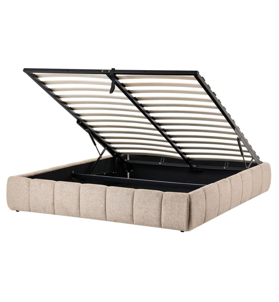 Lit ottoman sans tête de lit Tissu GENAS 160 x 200 cm Beige