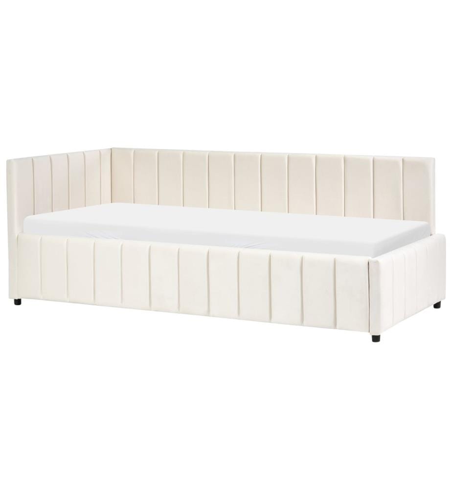 Lit de jour Velours LISIEUX 90 x 200 cm Blanc cassé