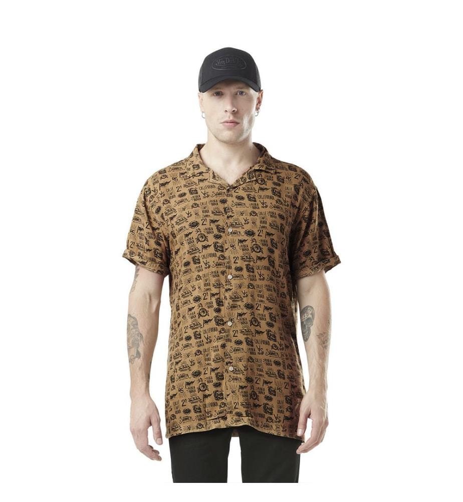 Chemise à fleurs - Camel