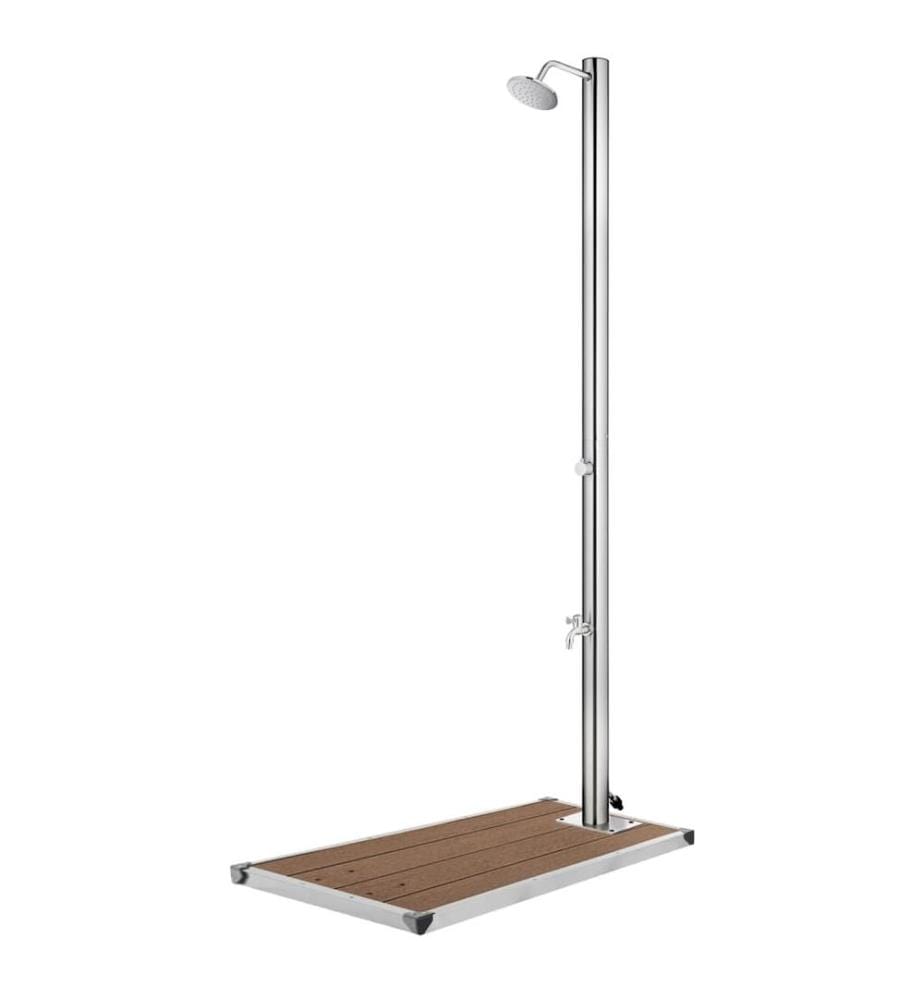 Douche de jardin avec base marron 220 cm Acier inoxydable