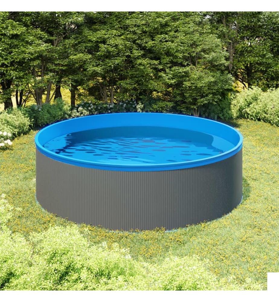 Piscine avec écumoire suspendue et pompe 350x90 cm Gris