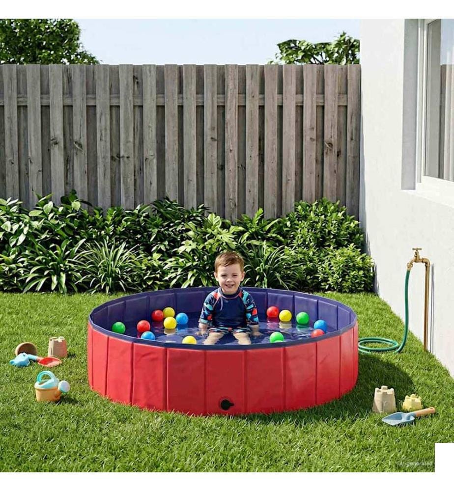 Piscine de nage pliable pour chien Rouge et bleu PVC