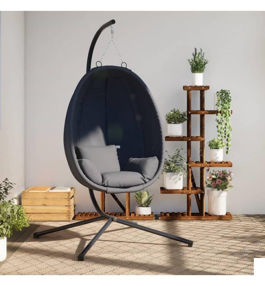 Fauteuil suspendu avec support en tissu anthracite et acier
