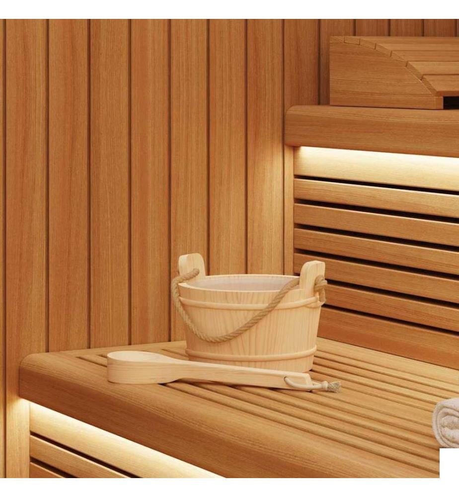 Seau de Sauna 2 pcs Marron Bois de pin massif et chanvre