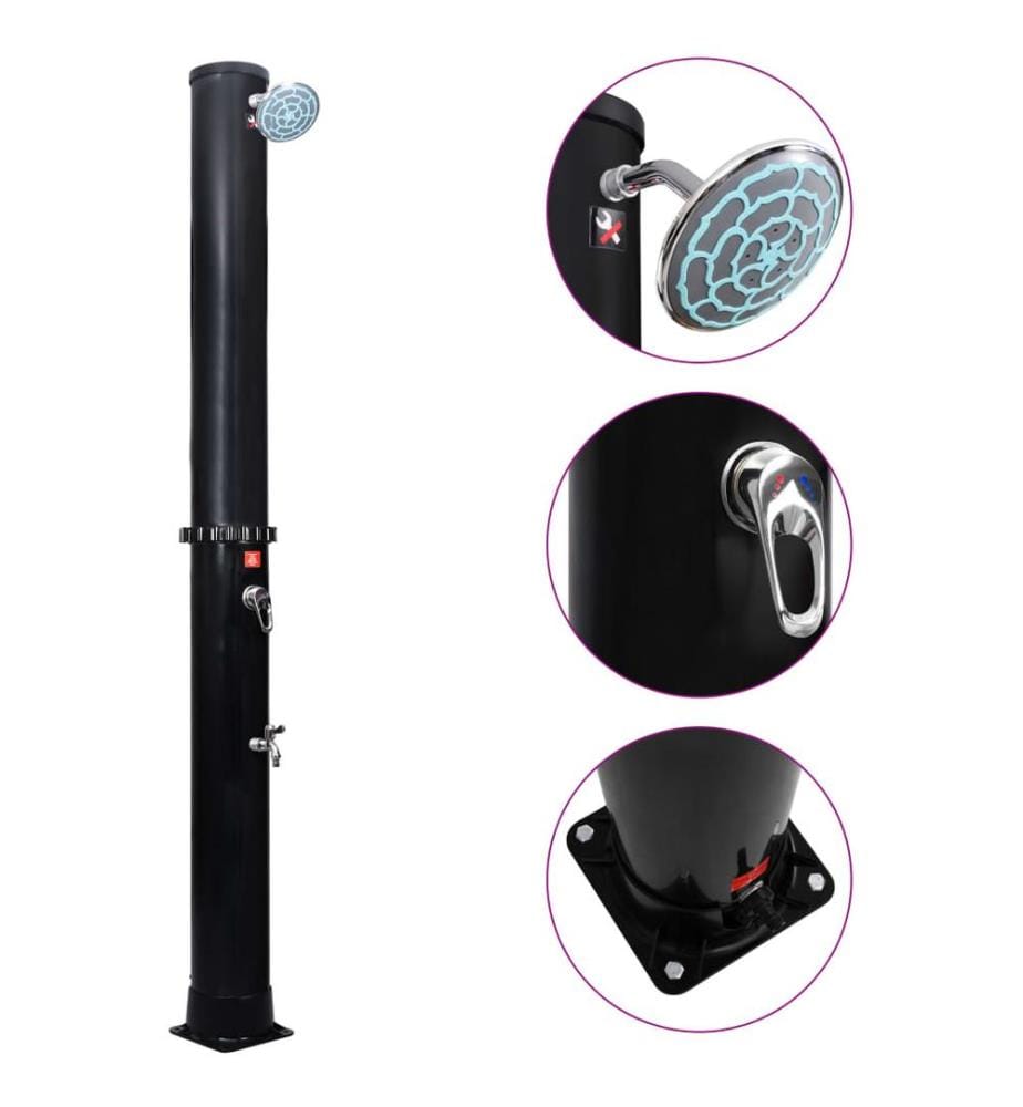 Douche solaire d'extérieur avec pomme de douche et robinet 40 L