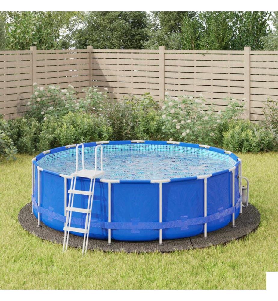Bâche de piscine gris clair Ø396 cm géotextile polyester