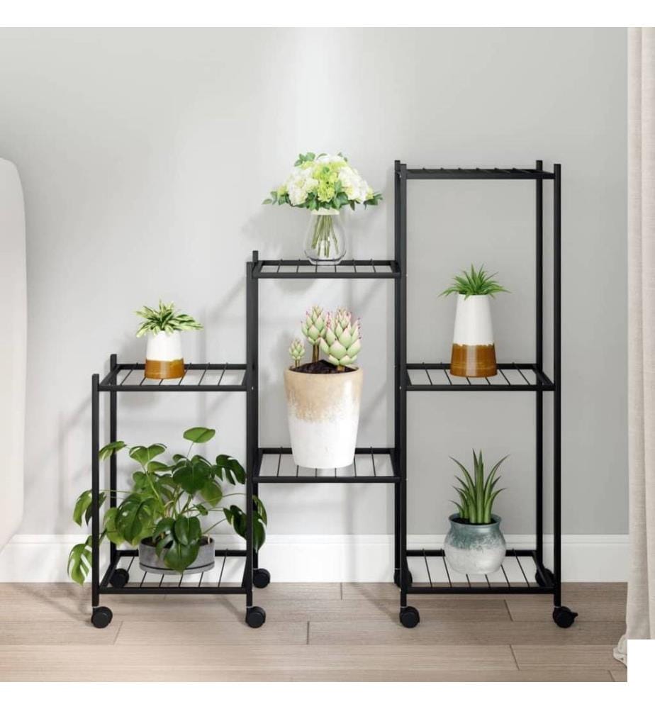 Jardinière avec roues 83x25x83,5 cm Noir Fer