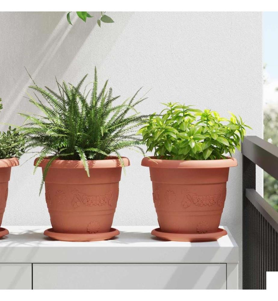 Pots de plantes 6 pcs Rouge brique Ø 26 x 21.5 cm Plastique