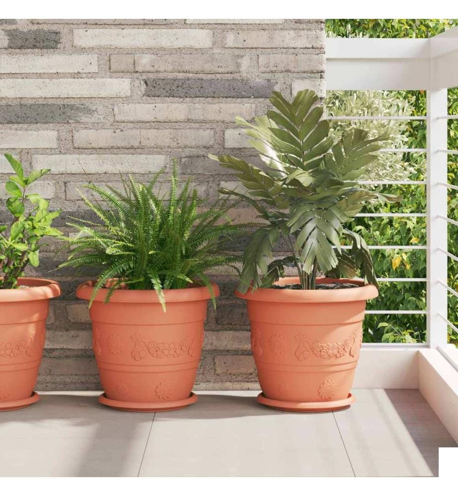 Pots de plantes 6 pcs Rouge brique Ø 26 x 21.5 cm Plastique
