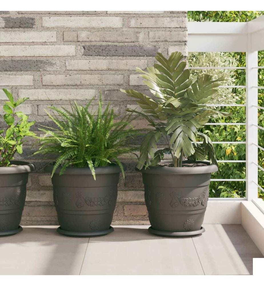 Pots de plantes 6 pcs Noir Ø 26 x 21.5 cm Plastique
