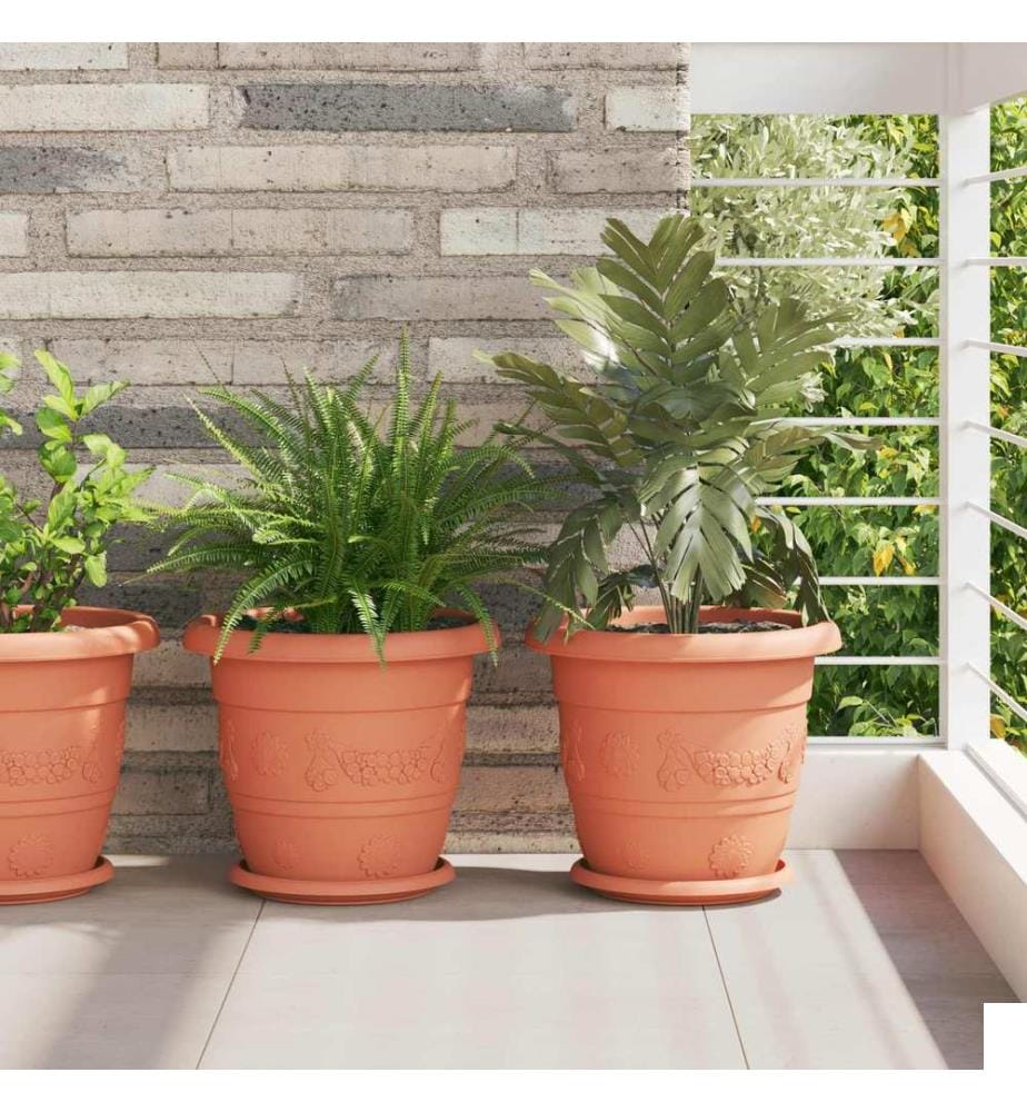 Pots de plantes 24 pcs Rouge brique Ø 26 x 21.5 cm Plastique