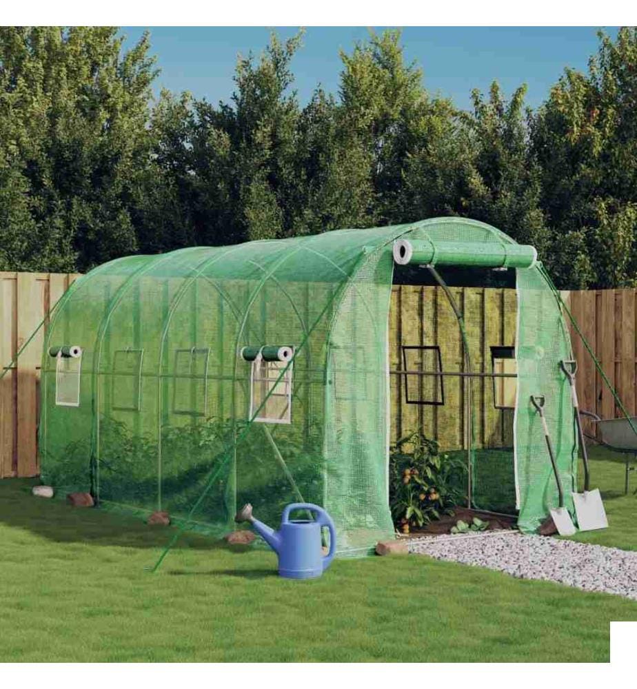 Serre avec cadre en acier vert 8 m² 4x2x2 m