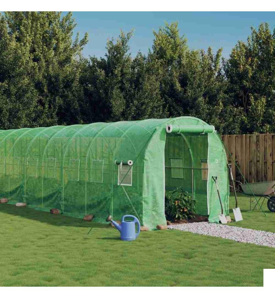 Serre avec cadre en acier vert 28 m² 14x2x2 m