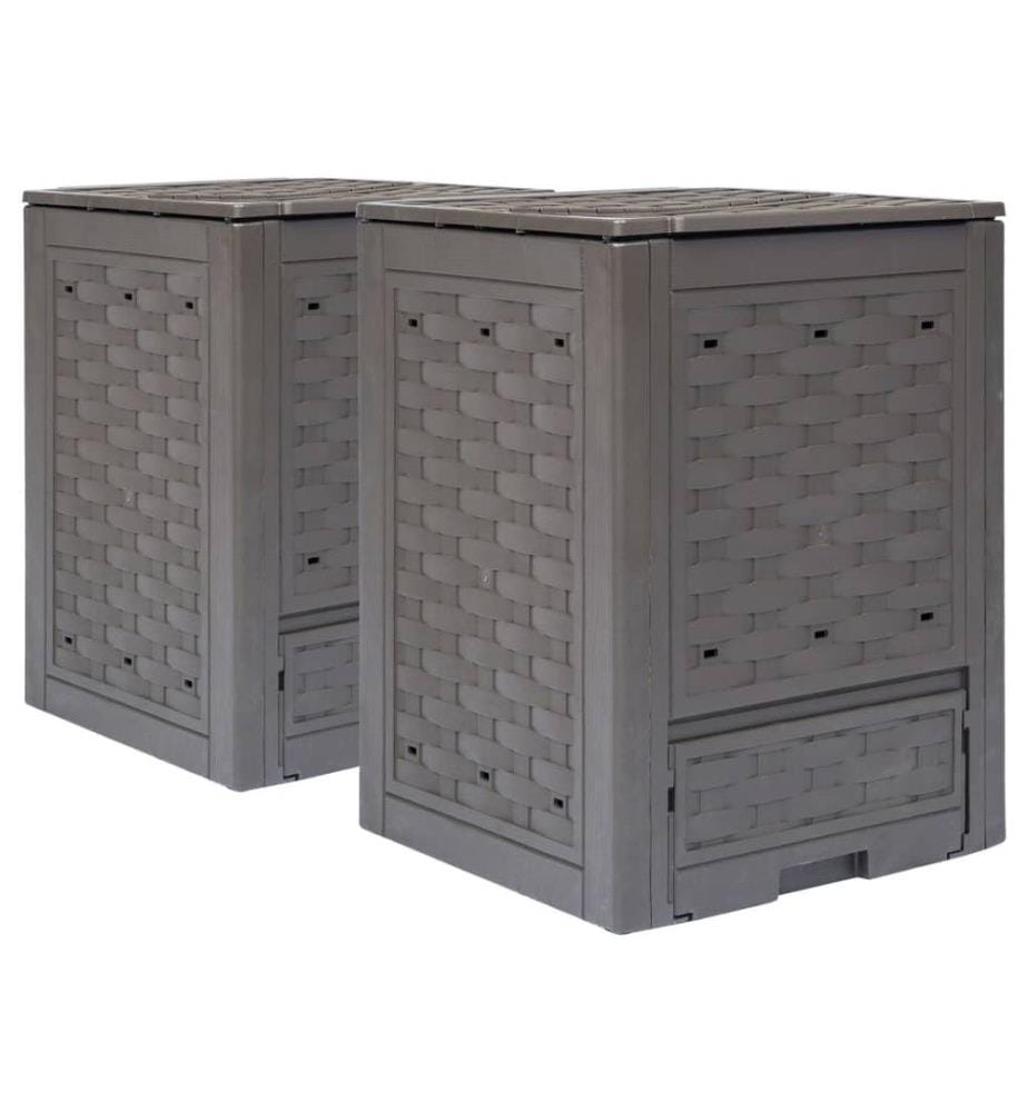 Composteurs de jardin 2 pcs 60x60x83 cm 600 L Plastique rotin