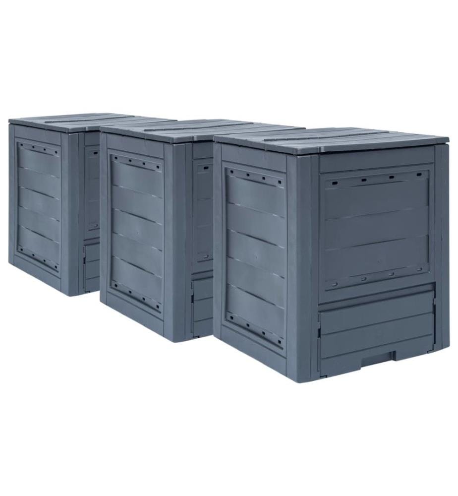 Composteurs de jardin 3 pcs Gris 60x60x73 cm 780 L
