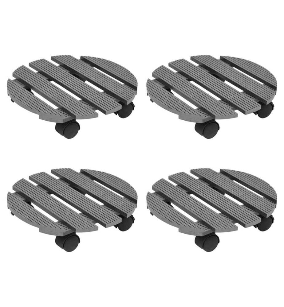 Chariots à plantes 4 pcs Gris Ø30x7,5 cm WPC