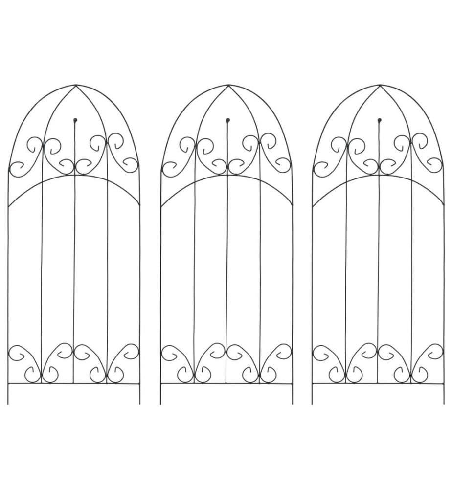 Supports pour plantes grimpantes 3 pcs Noir 40x100 cm Fer