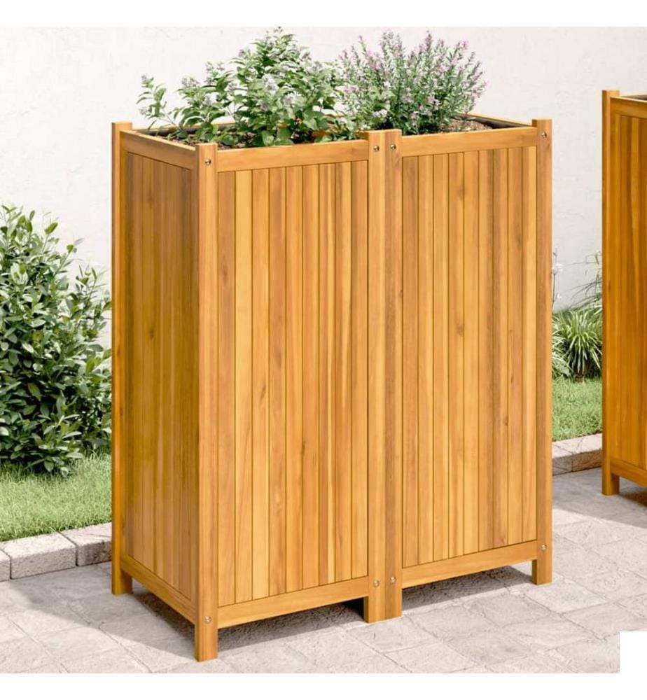 Jardinière avec doublure 84x42x100 cm bois massif d'acacia