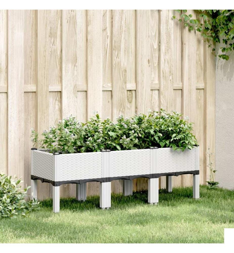 Jardinière avec pieds blanc 120x40x42 cm PP