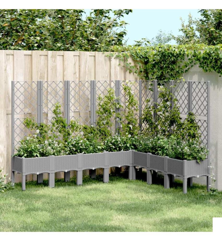 Jardinière avec treillis gris clair 200x160x142 cm PP
