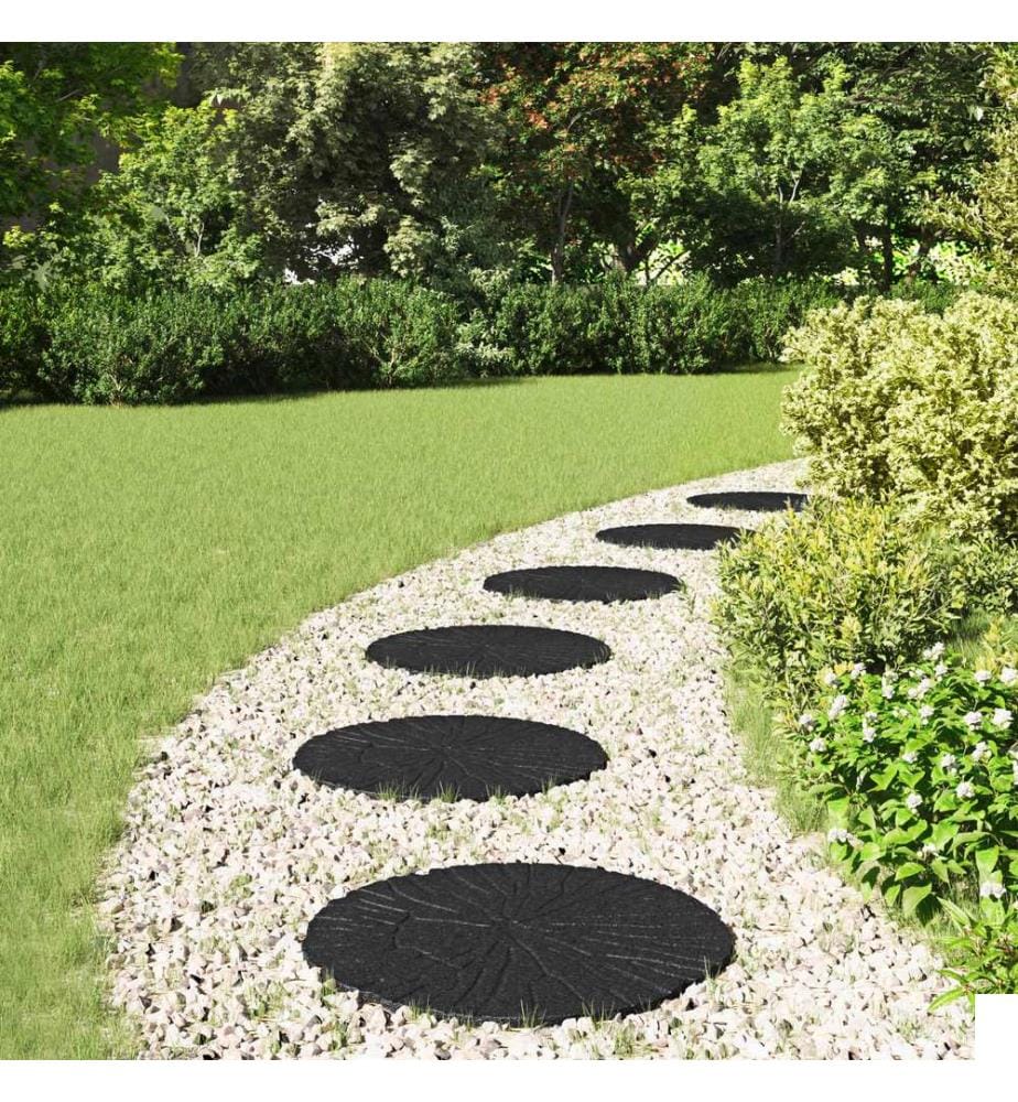 vidaXL Pierre de marchage 6 pcs Noir Ø 45 x 1,8 cm Caoutchouc