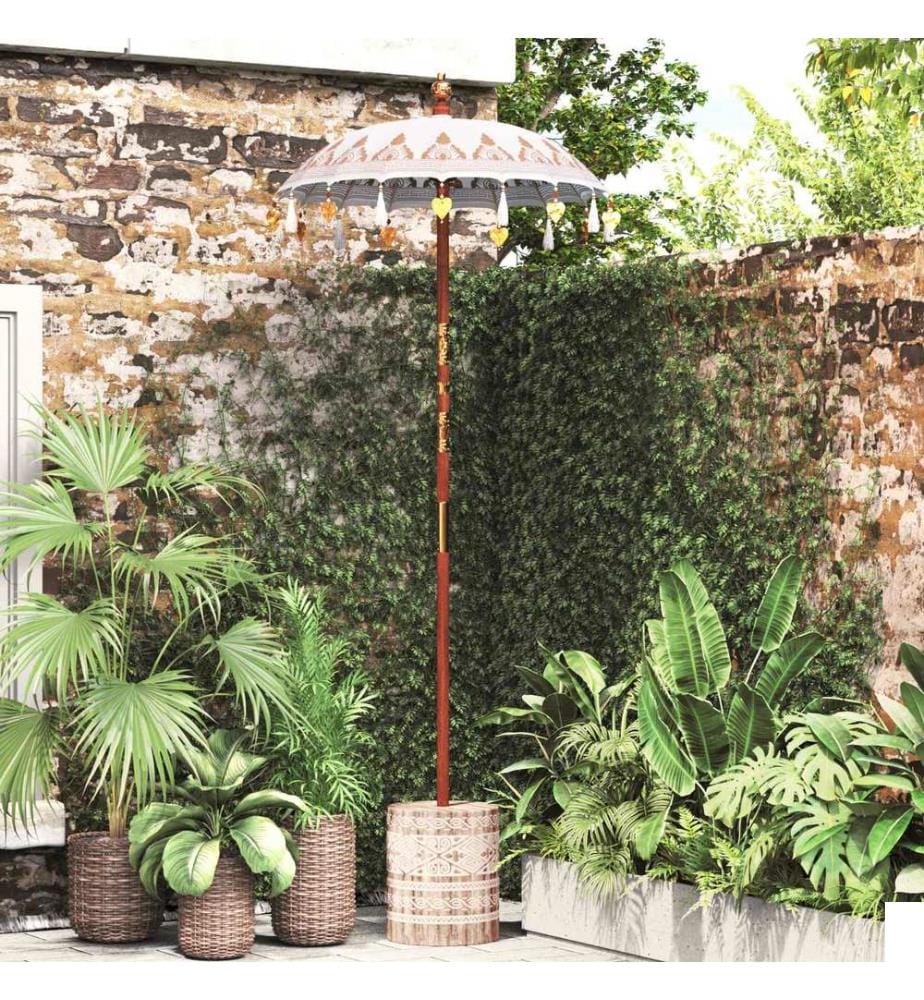 vidaXL Parasol balinais avec base Crème 95 x 95 x 260 cm