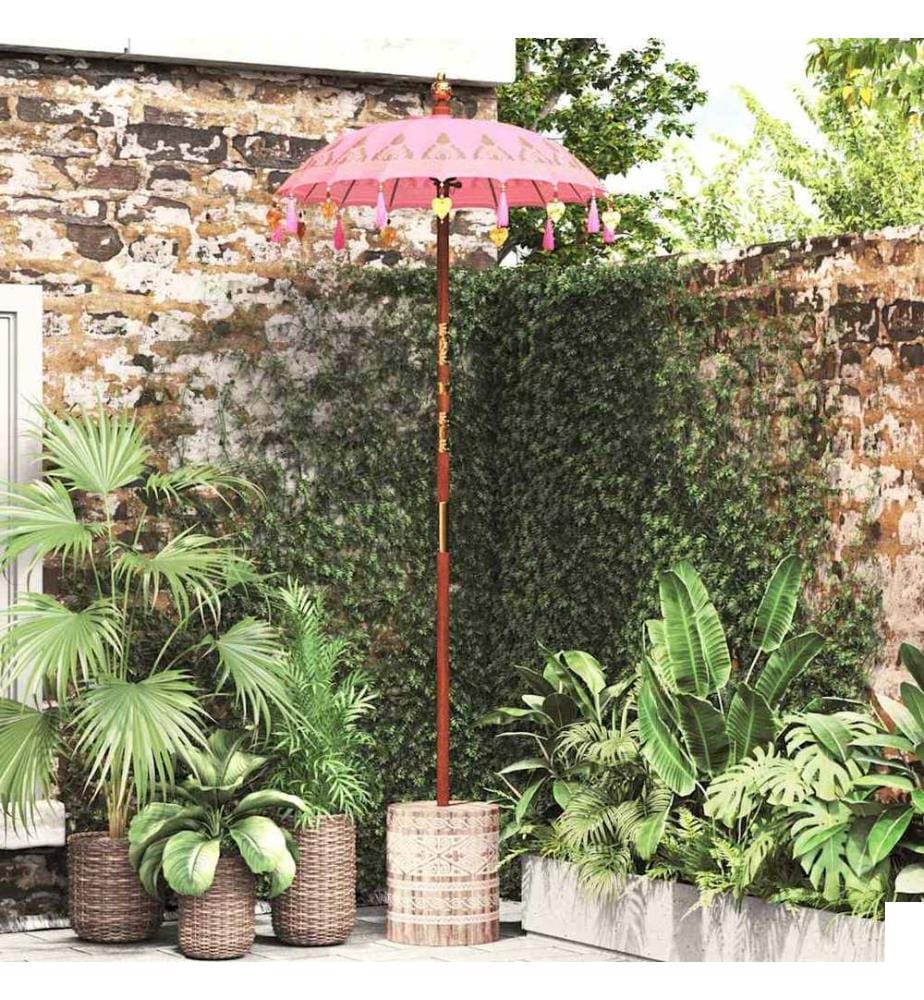 vidaXL Parasol balinais avec base Rose 95 x 95 x 260 cm