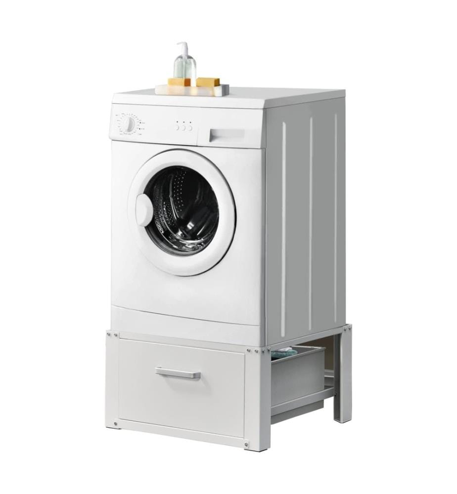 Support de machine à laver avec tiroir Blanc