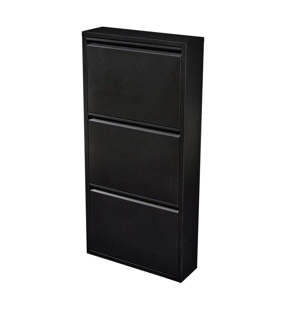 Boite à chaussures Sokndal avec 3 compartiments basculants Noir
